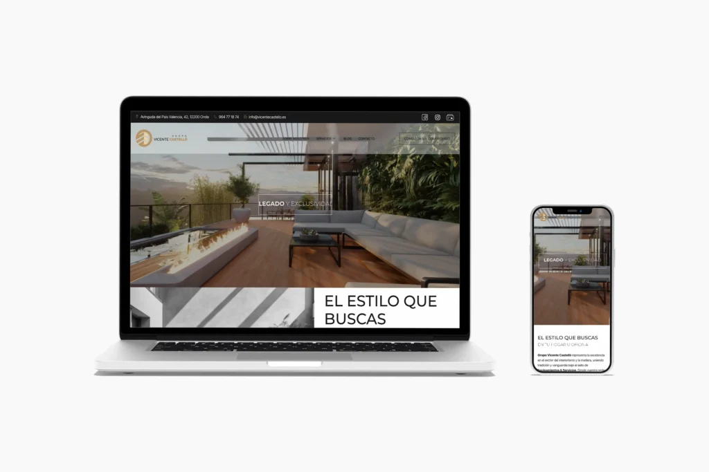 Web de Grupo Vicente Castelló en portátil y móvil