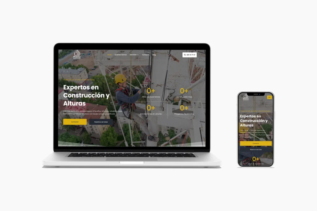 Web de Midamar Rehabilitaciones en portátil y móvil