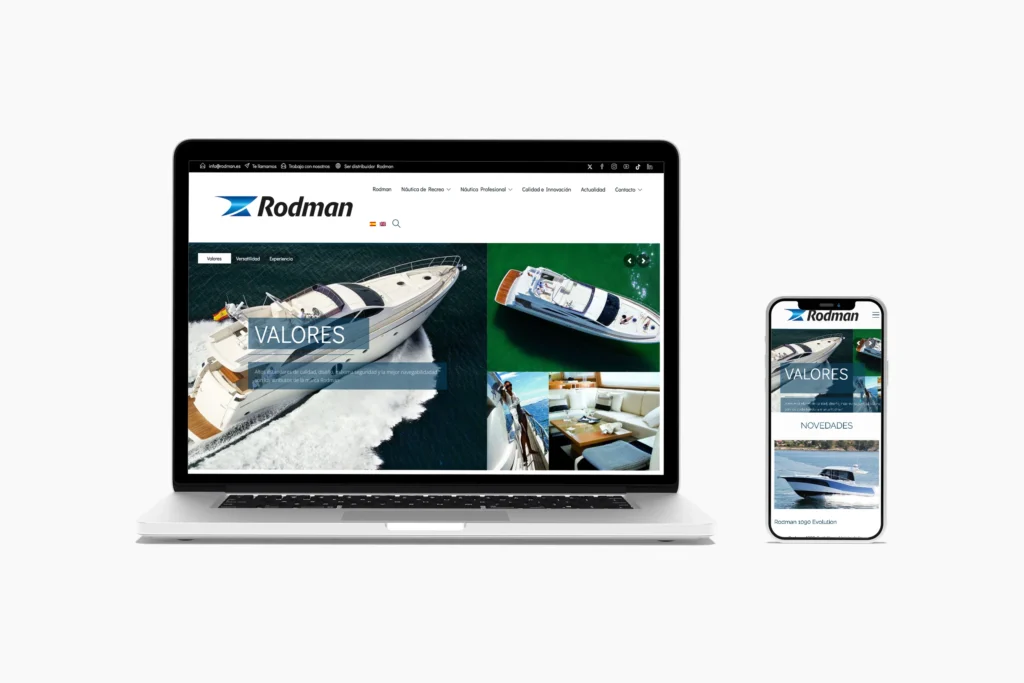 Web de Rodman Polyships en portátil y móvil