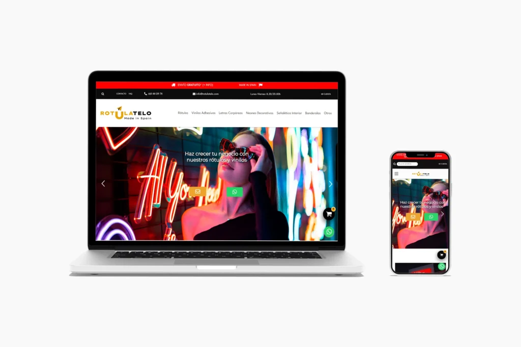 Web de Rotúlatelo en portátil y móvil