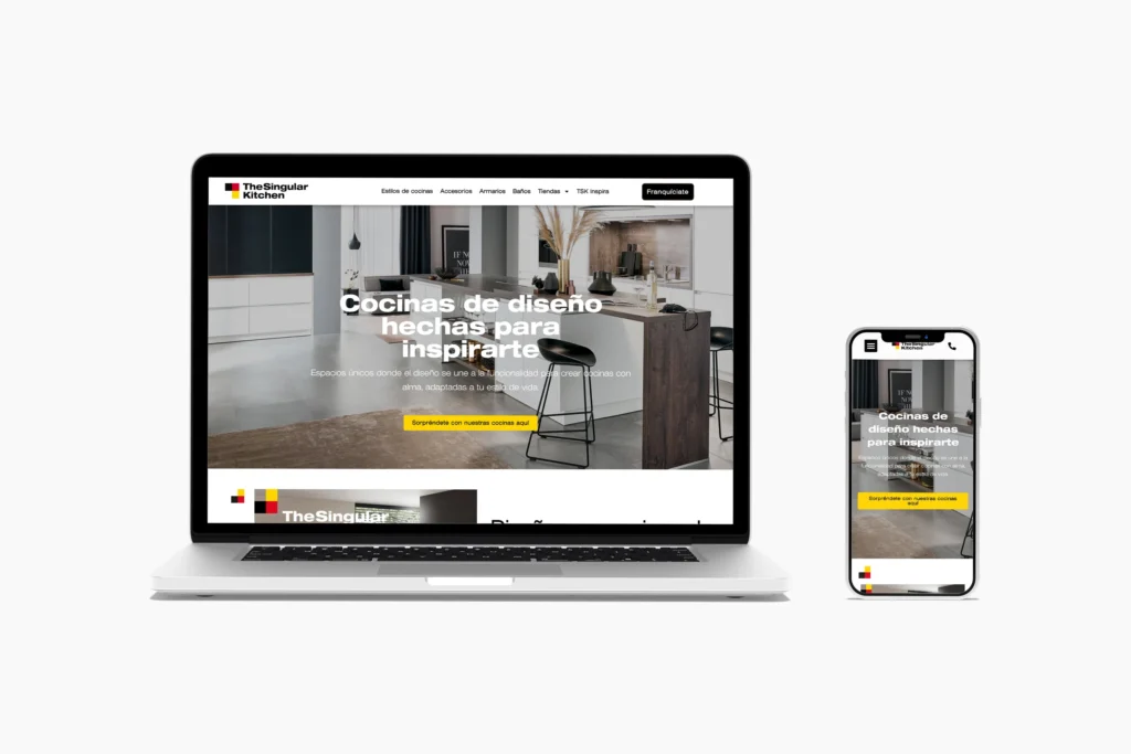 Web de The Singular Kitchen en portátil y móvil